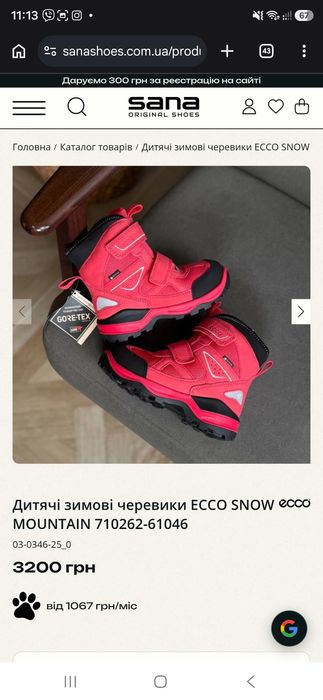 Дитячі зимові черевики ЕССО SNOW ECCO MOUNTAIN 710262-61046