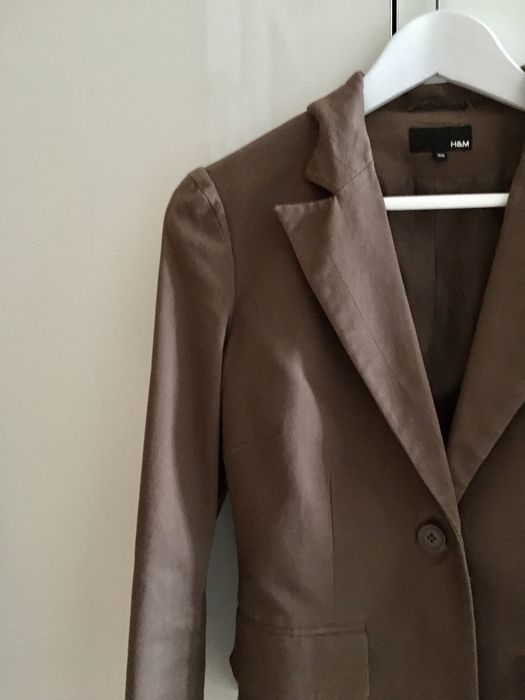 Marynarka brązowa vintage retro krótka żakiet jesienna prosta