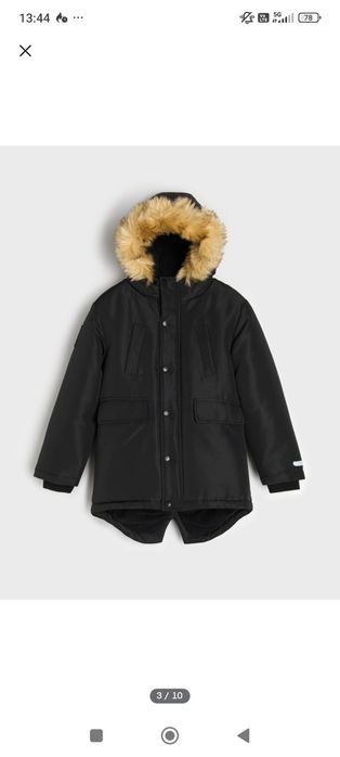 Kurtka zimowa chłopięca z futerkiem na kapturze