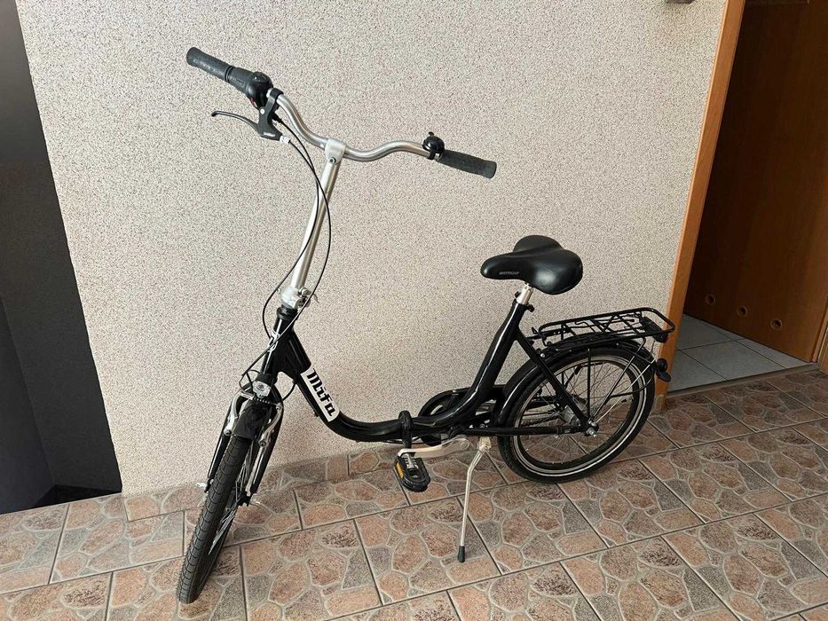 Rower składany MIFA 7 biegów Shimano Nexus – aluminiowy, czarny, prądnica