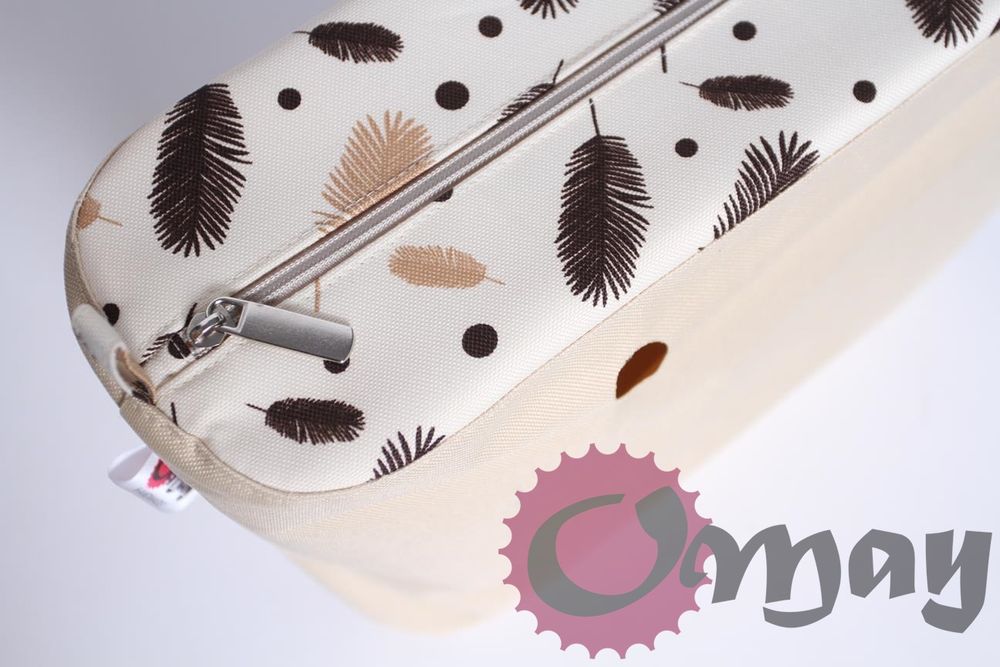 Beżowy organizer do OBAG STANDARD pióra brązowe 2 kieszenie wkład OMAY