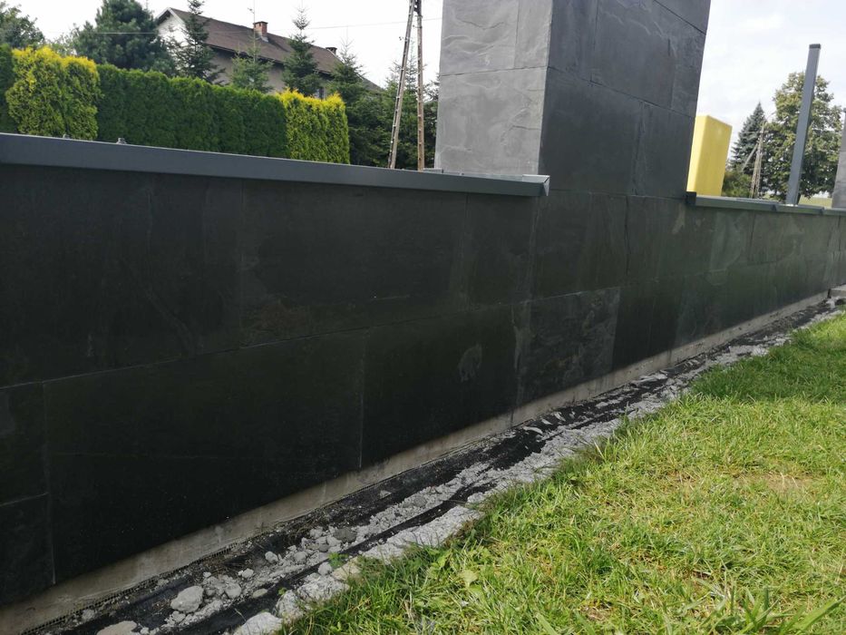 Płytki Kamienne Elewacyjne Łupek Black Slate 60x30x1 cm / Elewacja