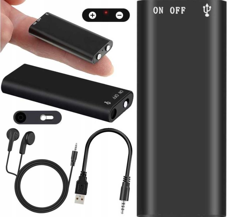 Podsłuch Dyktafon Szpiegowski Mini Nagrywarka Dźwięku NOWY