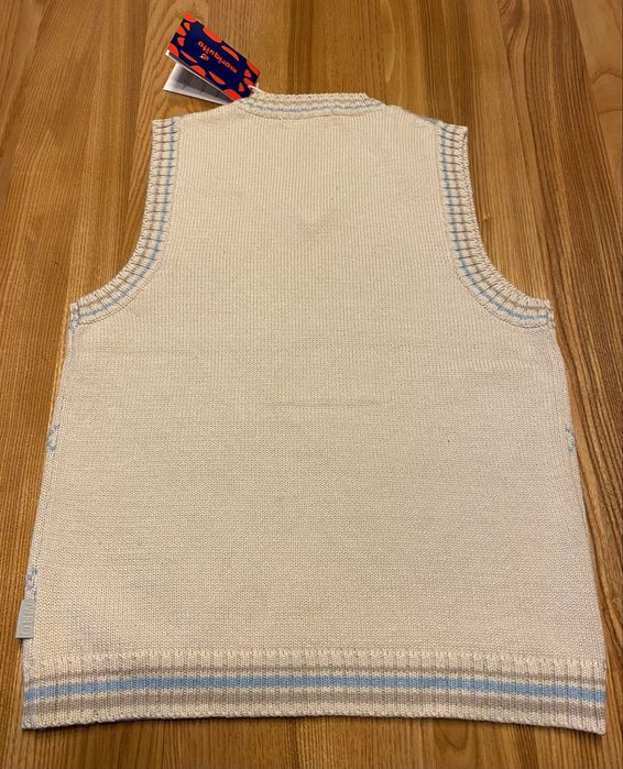 Kamizelka chłopięca dzianinowa 140 cm Mariquita nowa bawełna beż