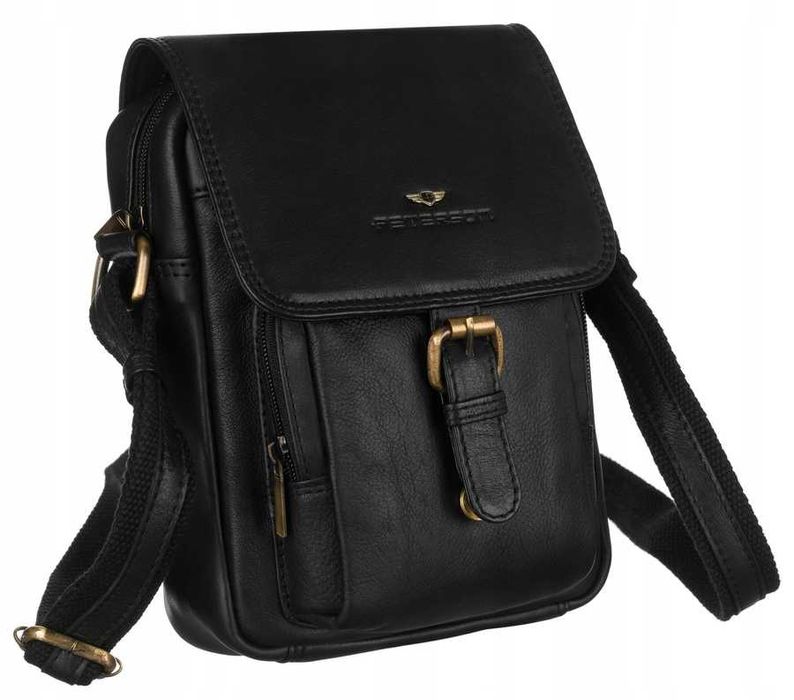 Torba Męska PETERSON Listonoszka SKÓRZANA na Ramię do Ręki Mała SKÓRA