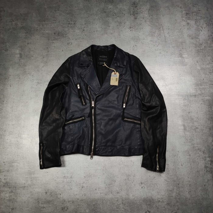 MĘSKA PREMIUM Kurtka Ramoneska Skóra Luxury AllSaints Granatowa Biker