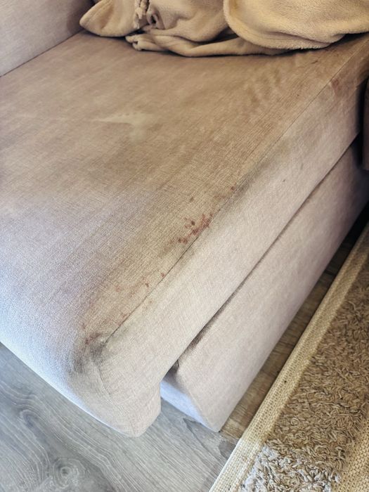 Sofá de 3 lugares com chaise long + arrumação + 2 puffs