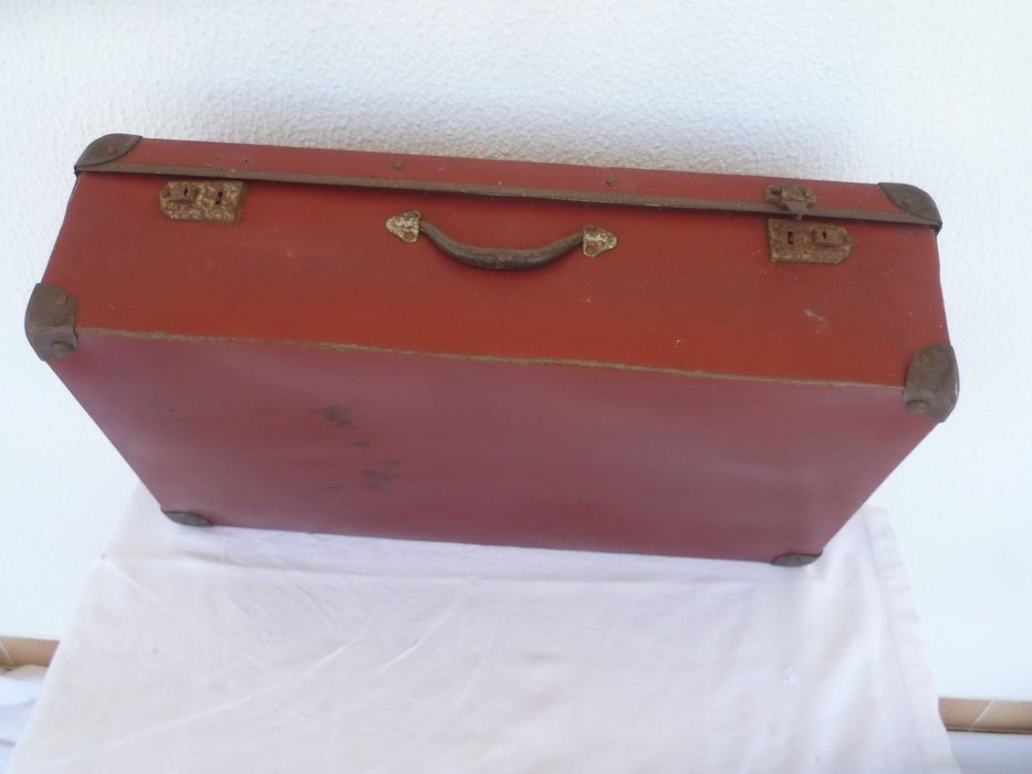 ANTIGA Mala de viagem de cartão e madeira  VINTAGE dos anos 30 - 50