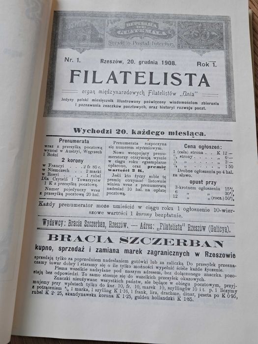 Filatelista Rocznik 1908-1909-reprint
