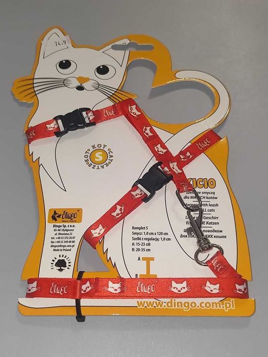Szelki Dla Małego Kota Rozmiar S Dingo Czerwone Nowe [2]