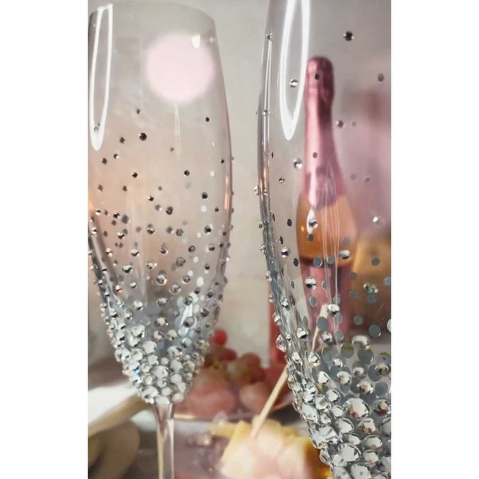 Шикарные свадебные бокалы, весільні келихи,  Бокалы в стразах Пишите