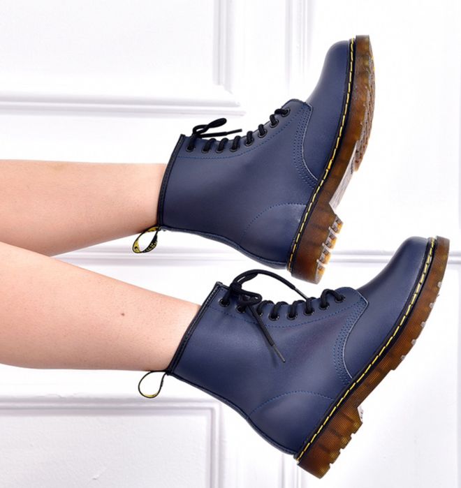 Botki unisex glany workery traperki timberki martensy niebieskie