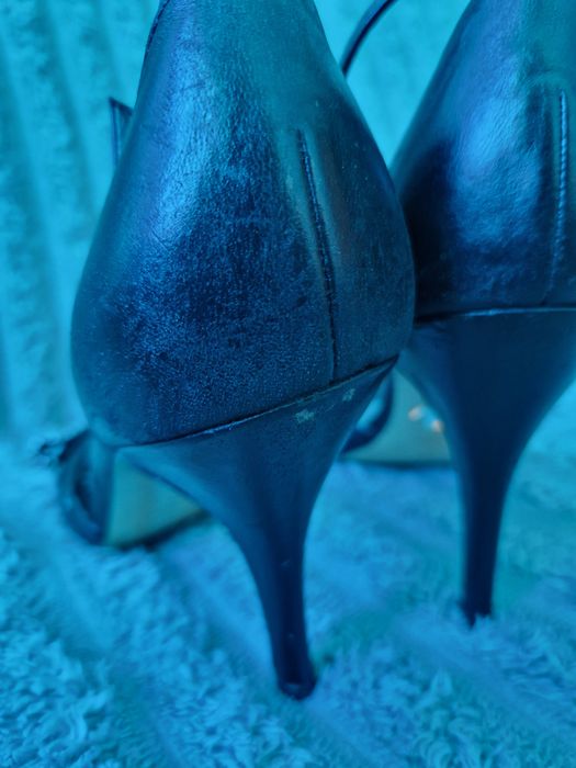 Nine West szpilki czarne sandały 10 z kokardkami kryształki  41