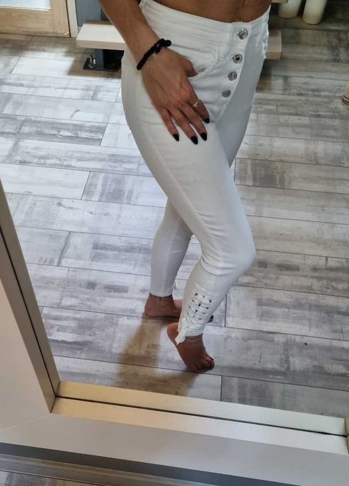 jeansy białe XS 34