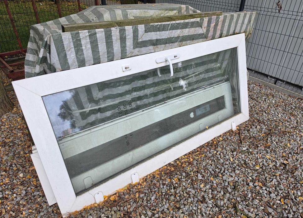 Drzwi dwuskrzydłowe PCV przeszkolone 210x95 + 210x40 (2 szt.) - z demontażu / okna
