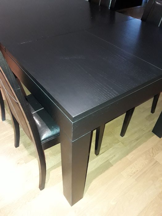 Mesa sala de jantar extensivel e 4 cadeiras preto wengue