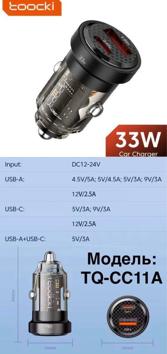 80w Швидка Автомобільна Зарядка Essager прикурювач USB+Type-C з вольиетром на 3 виходи, Toocki 33w 80w 105w 120w для телефона планшета та ноутбука