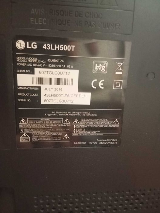 LG TV na części zamienne