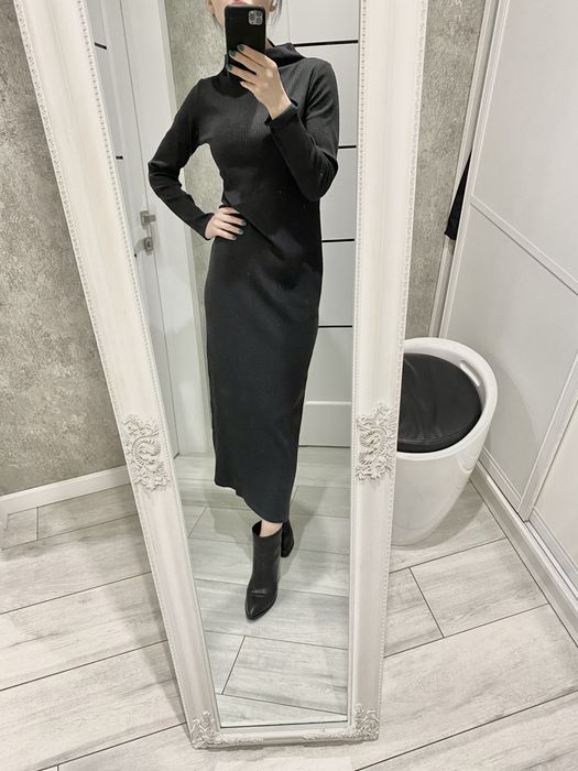 Сіра сукня в рубчик xs-s