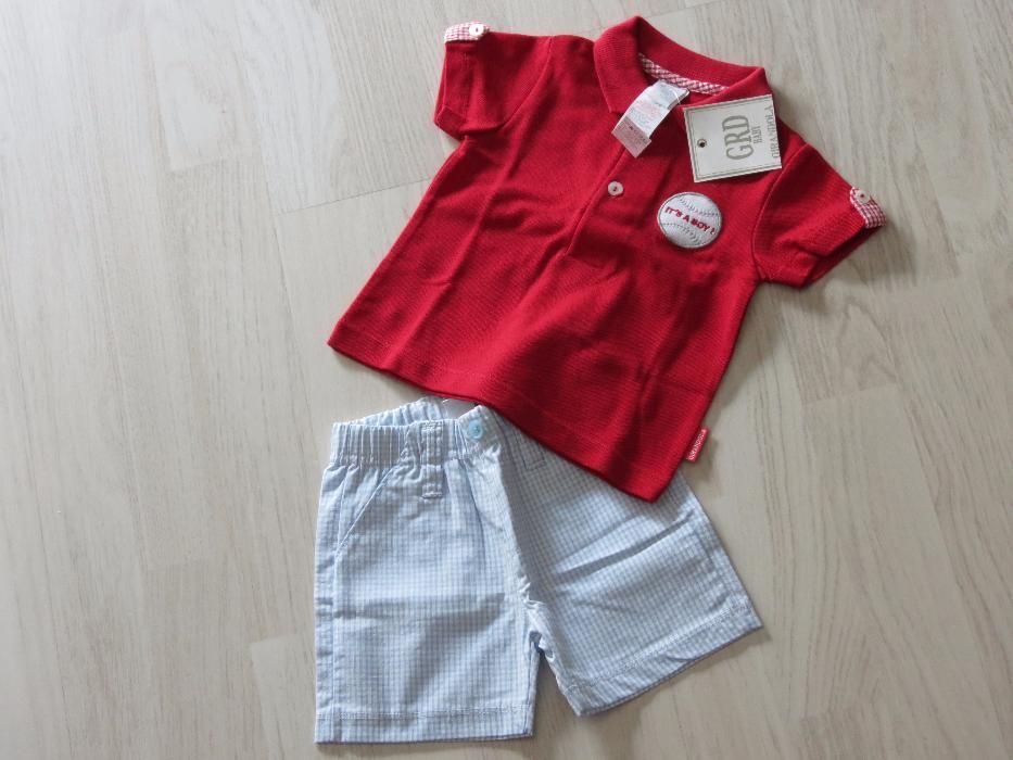 Baby Set: Shorts + Red Polo Shirt, Size 3M – Brand New! Never Worn