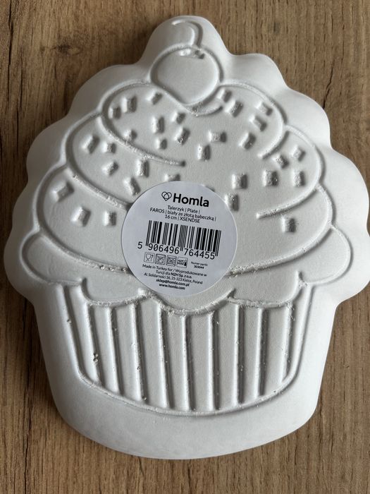 Talerzyk FAROS biały ze złotą babeczką