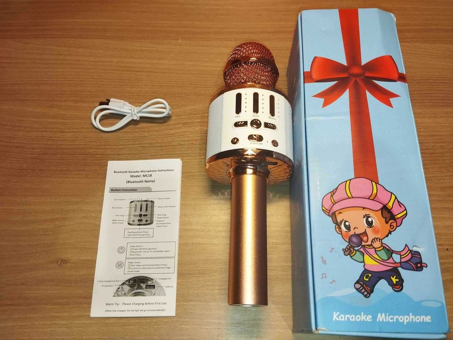 Mikrofon Karaoke z Głośnikiem - Biało-Różowy