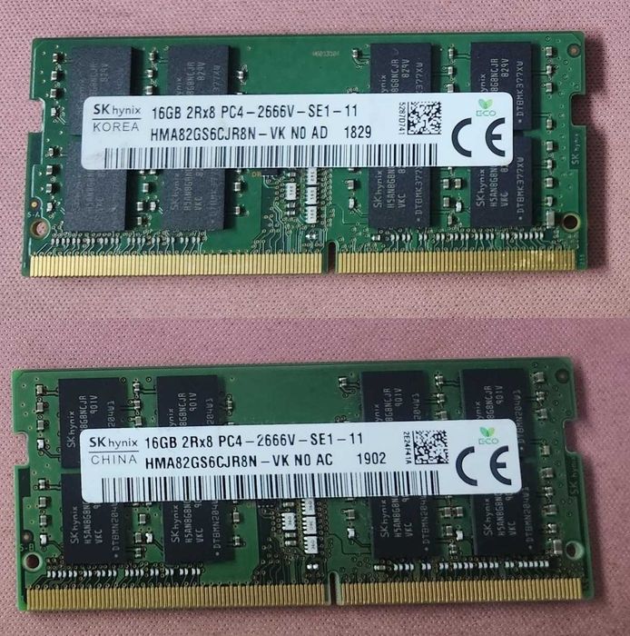 Оперативна пам'ять SK Hynix DDR4 32GB (2×16GB) 2666 SO-DIMM ноутбук