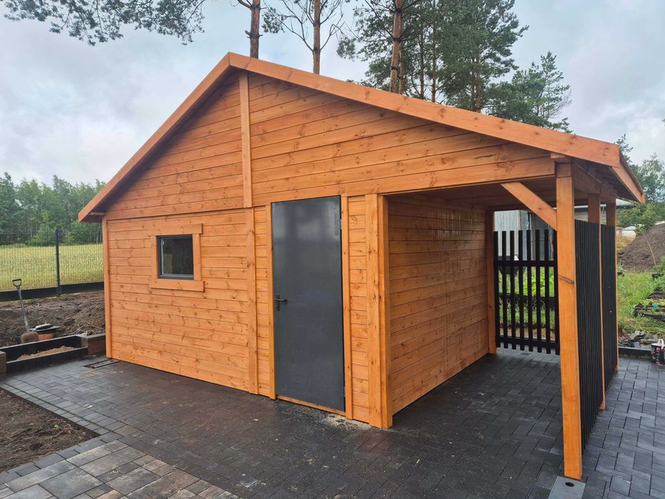 Domek narzędziowy JAN IV 3x6 m z drewutnią i lamelami BLANCA NOWOŚĆ
