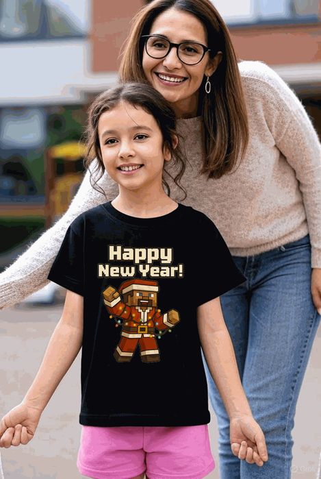 Koszulka dziecięca czarna steve w minecraft prezent święta 104