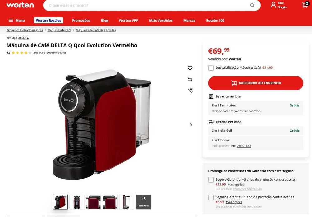 Máquina de Café DELTA Q Qool Evolution Vermelho