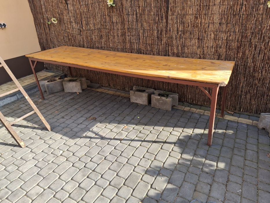 Stół 300x100 blat drewniany polakierowany nogi z kontownika