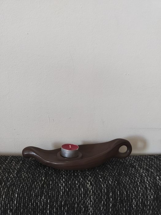 Stary ceramiczny świecznik