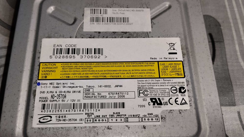 Leitor / Gravador de CD/DVD da SONY em Muito bom estado