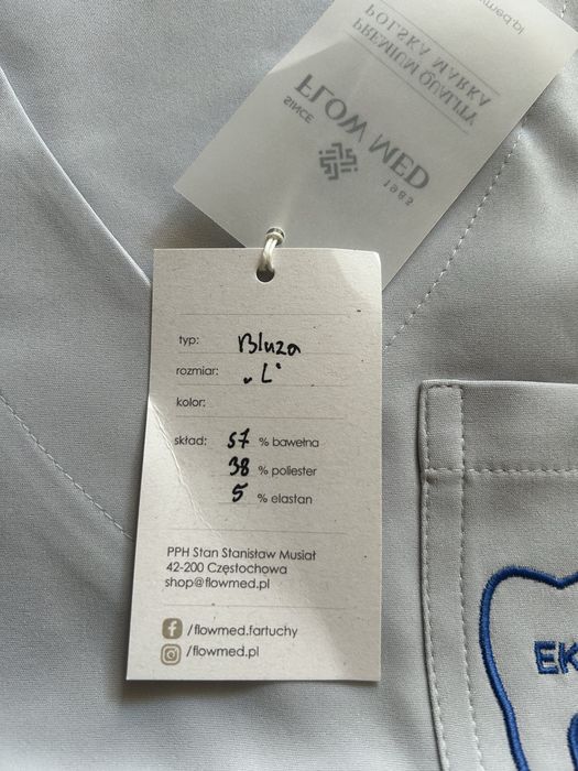 Szara bluzka scrubs L 40 wciągana przez głowę bluza medyczna