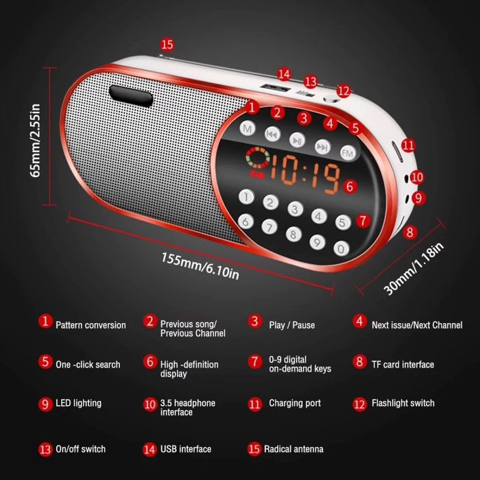 Radio Digital Recarregável com Bluetooth426429890619002882