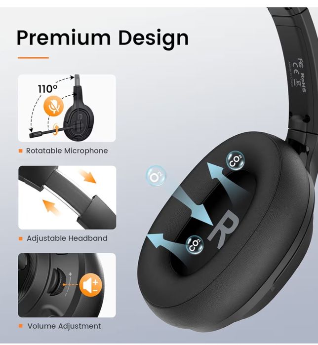 Headset Auriculares USB com Microfone e Cancelamento de Ruído