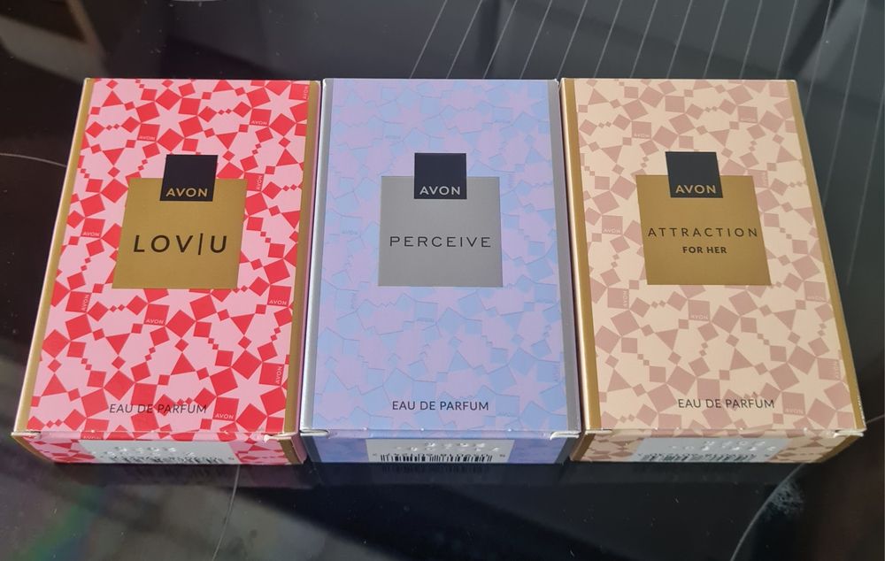 Avon 3x flakoniki perfum LOV U * ATTRACTION * PERCEIVE 30 ml Nowe