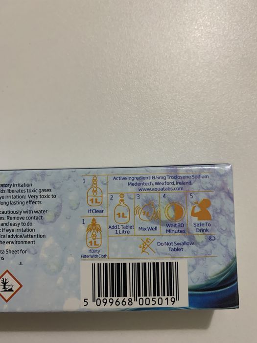 Pastilhas purificadoras de água