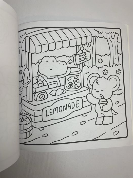 Livro de colorir Cozy Friends e caneta branca NOVOS