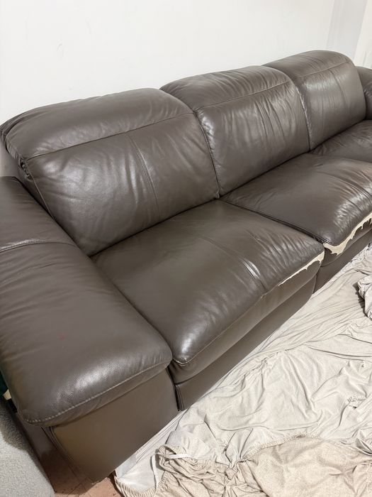 Sofá Chaise Longue Castanho Reclinável | A Funcionar