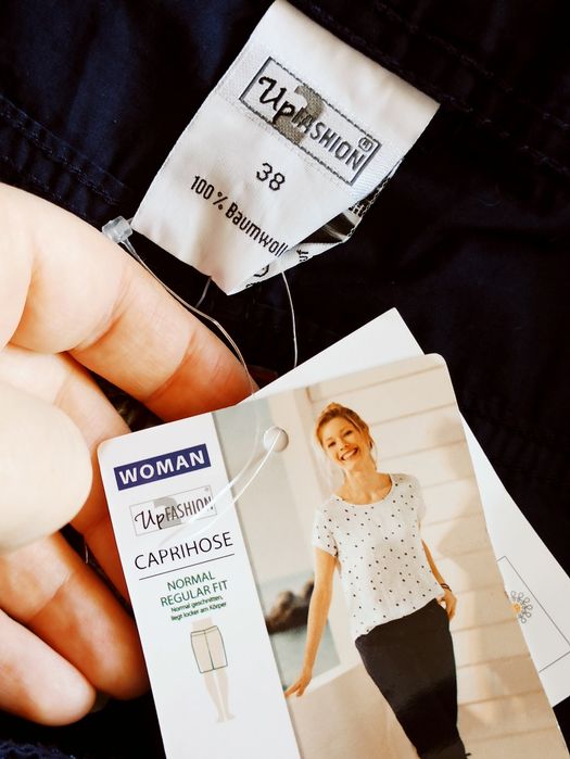 Sg Nowe granatowe rybaczki damskie  38 , M bawełniane spodnie 3/4 38 ,