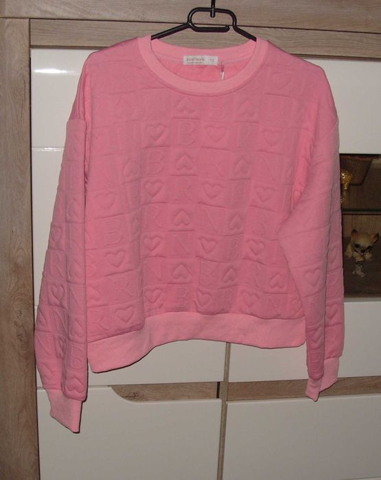 różowa bluza w wyduszane serca _literki _ Ebelieve_ r. M/L
