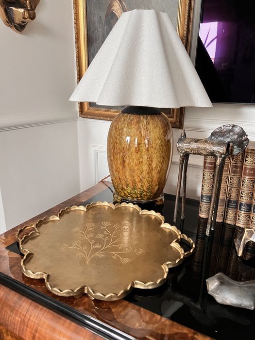 Duża bardzo ciężka patera 100% mosiądz mosiężna Austria 1970 vintage