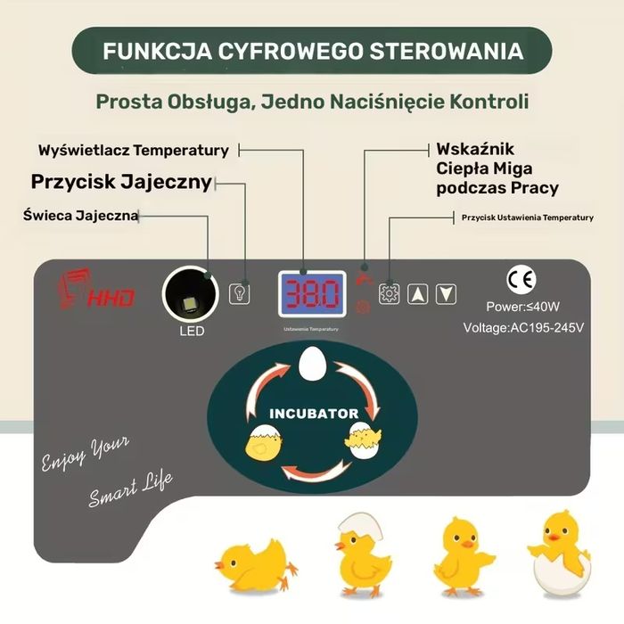 Inkubator automatyczny na 12 jajek