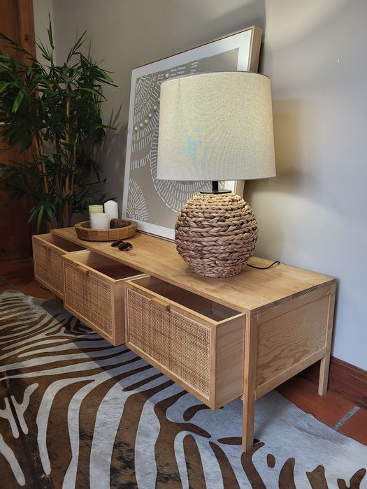 aparador, consola, movel  tv, comoda, rattan, rustico