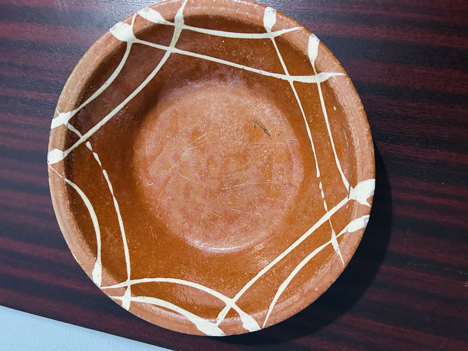 Alguidar de barro pintado a mao