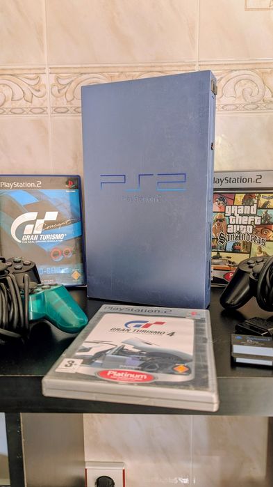 PS2 Aqua Blue + Jogos