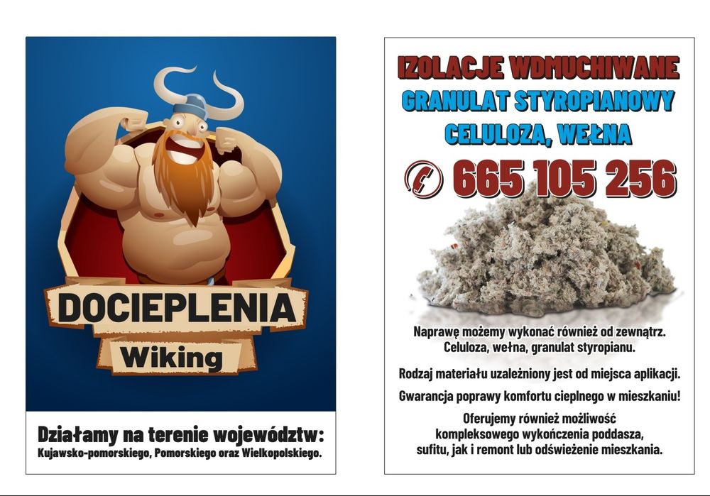 Izolacje wdmuchiwane Celuloza, wełna, styropian