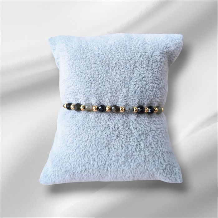 Bransoletka Talizman Ochrona - Onyks Czarny, Obsydian, Labradoryt