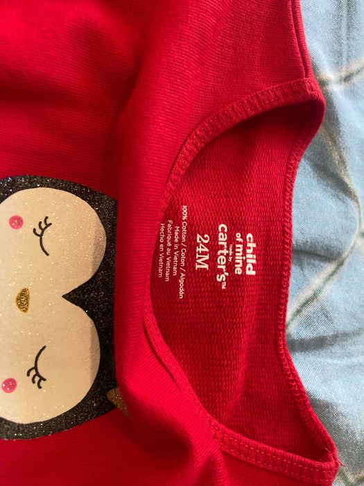 Свитшот красный с принтом новый нарядный 24мес Carter's